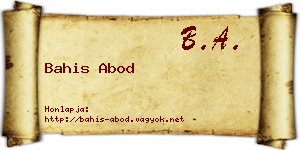 Bahis Abod névjegykártya